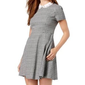 Maison Jules Plaid Dress w/ Rhinestone Peter Pan Collar | Size 4